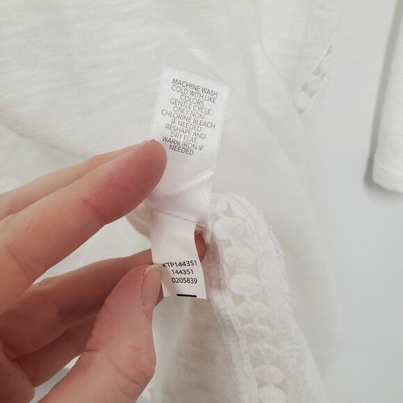 J. Jill Top Linen Blend Tunic Women's M White Asymmetric Hem Minimalist Coastal - Picture 10 of 11